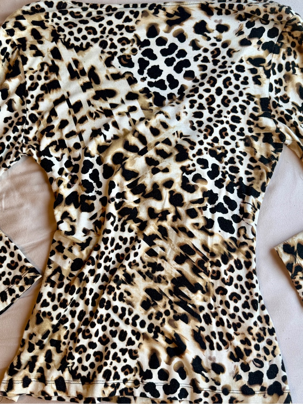 Cable & Gauge Leopard Print Wrap-Style Top in Beige and Black - Picture 6 of 8